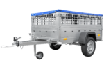 200×106 Gitteranhänger mit blauer Flachplane, Gitterwänden und Stützrad – Garden Trailer 200 KIPP – Bild 6