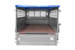 200×106 Gitteranhänger mit blauer Flachplane, Gitterwänden und Stützrad – Garden Trailer 200 KIPP – Bild 7