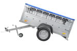 200×106 Gitteranhänger mit blauer Flachplane, Gitterwänden und Stützrad – Garden Trailer 200 KIPP – Bild 3