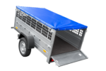 200×106 Gitteranhänger mit blauer Flachplane, Gitterwänden und Stützrad – Garden Trailer 200 KIPP – Bild 4