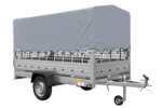 1-Achs-Anhänger GARDEN TRAILER 264 KIPP mit Laubgitteraufsatz, grauer Hochplane, Hochspriegel und Stützrad – Bild 3