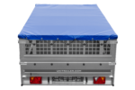 Anhänger 264×150 UNITRAILER GARDEN 265 KIPP mit Gitteraufsatz, Flachplanenträgern und blauer Plane – Bild 6