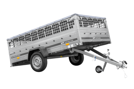 Anhänger 264×150 UNITRAILER GARDEN 265 KIPP mit Gitterwänden, H-0-Rahmen und grauer Plane